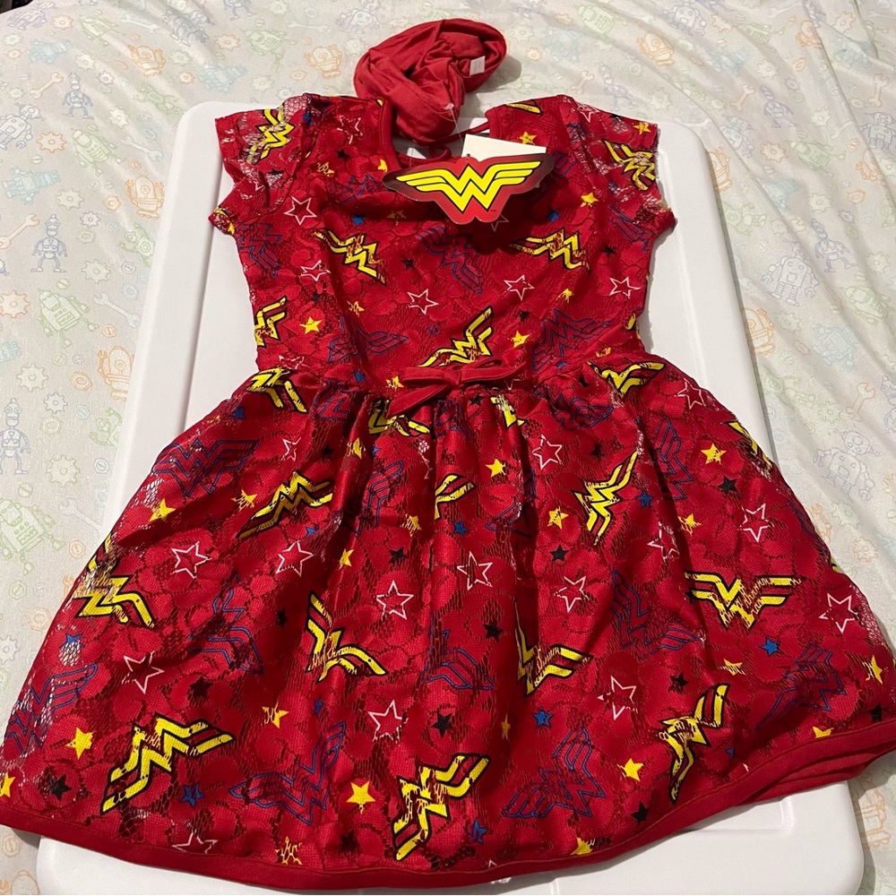 Toddler Girls’ Wonder Woman Lace Dress w/ Headband Size XS 4/5
